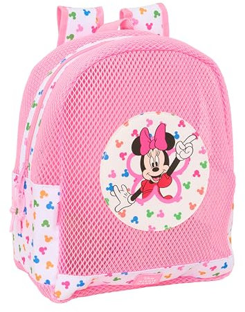 Safta MINNIE MOUSE - Mochila Infantil de Playa, Anti Arena, con Asas, Fácil Limpieza, Ideal para Niños de Diferentes Edades, Cómoda y Versátil, 32x12x38 cm
