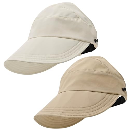 TYXHXTF 2 PCS Sonnenhut, UV Schutz Hut Damen, Faltbarer Sommerhut Visor Cap, Outdoor Hut, für Damen Geeignet für Den Alltag Wandern Party