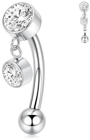 hengkaixuan G23 Titan Bauchnabel Ring 14G Bauch Piercing Schmuck Dangly Bauchnabel Barbell Nabel Ring Nabel Barbell Stud 8mm 10mm 12mm