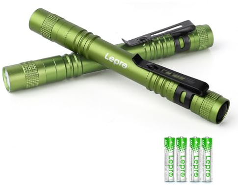 Lepro LED Torch Battery Powered, 2 Pack Pen Torches with Clip, Pocket Sized