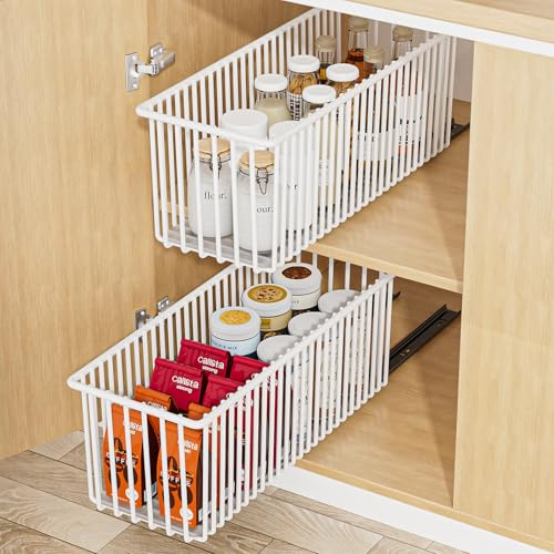 Diealles Shine 2er Set Teleskopschublade, Abnehmbarer Schublade Küche, No Drill Schublade Küche für Küches Bad und Wohnzimmer, 41CM Tiefe