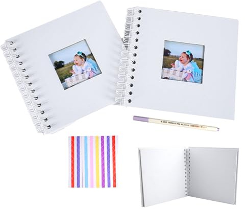Shuqio 2er Set 17x17cm Fotoalbum zum Selbstgestalten, 20 Seiten pro Album DIY Scrapbook Fotoalben Klein als Erinnerungsbuch & Gästebuch für Geburtstag, Hochzeit, Reise, Abschluss & Baby Dusche