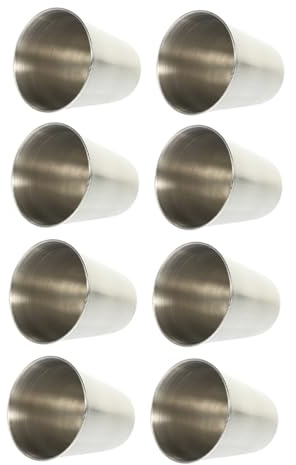 Gadpiparty 8 piezas Vasos de Licor Pequeños de Acero Inoxidable Portátiles y Resistentes Caídas Tazas Compactas para Whisky y Vino Blanco Capacidad para Uso Familiar y Eventos