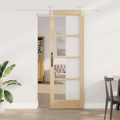 Schiebetür aus Holz und Metall 73,5 x 211 cm - Modern & Langlebig für Wohnzimmer, Schlafzimmer - Platzsparend und Stabil - Einfache Installation