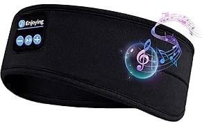 Schlafkopfhörer Bluetooth Stirnband Kabellose Schlaf Kopfhörer Schlafmaske für Seitenschläfer HD Stereo Lautsprecher Weich & Waschbar 10+h Laufzeit Geräuschdämpfung für Schlaf Yoga Sport für Männer/Fr