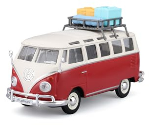 MAISTO VW T1 Bus Samba mit Dachgepäckträger - Modellauto 1:25 Originalgetreues Sammlerauto Spielzeugauto mit beweglichen Lenkrad, Türen & Haube, ab 3 Jahren (532471)
