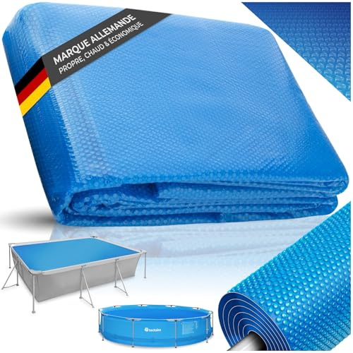 tectake® Bache a Bulle Piscine 5 x 8 m, Bache Piscine Adaptable à la Taille souhaitée, Bâche de Protection et Chauffage Solaire rectangulaire pour Piscines, Spa, Bassin, Faible évaporation de l'eau