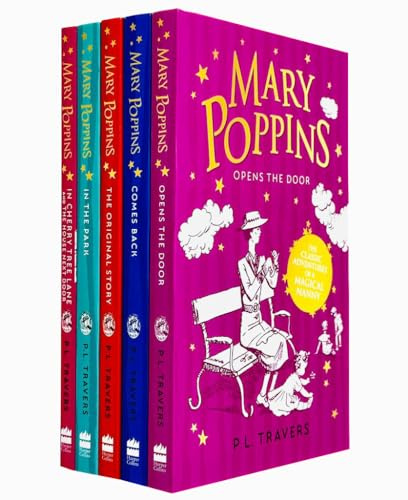 P. L. Travers Mary Poppins Collection 5 Books Set (Mary Poppins: The Original Story, Comes Back, Opens the Door, in the Park & in Cherry Tree Lane / Mary Poppins and the House Next Door)