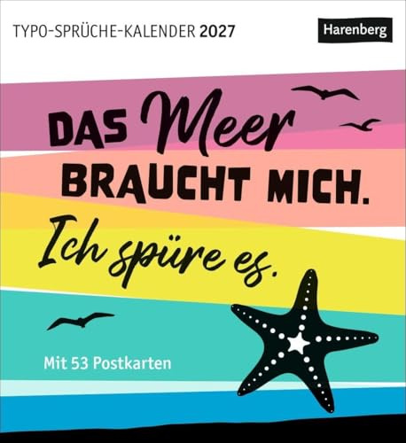 Typo-Sprüche-Kalender Postkartenkalender 2027 - Wochenkalender mit 53 Postkarten: Wochenkalender mit originellen Sprüchen typografisch kunstvoll ... Karten zum Sammeln und Verschicken