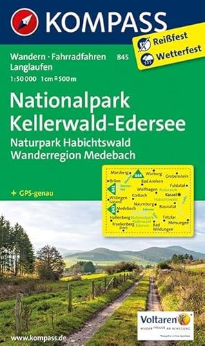 Nationalpark Kellerwald - Edersee - Naturpark Habichtswald - Wanderregion Medebach: Wanderkarte mit Radtouren. GPS-genau. 1:50000 (KOMPASS Wanderkarte, Band 845)
