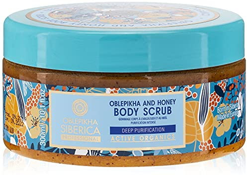 Natura Siberica Oblepikha Siberica Body Scrub 300 ml – Deep cleansing and elasticity – with organic Altai sea buckthorn oil and organic sage extract – Soft, smooth skin