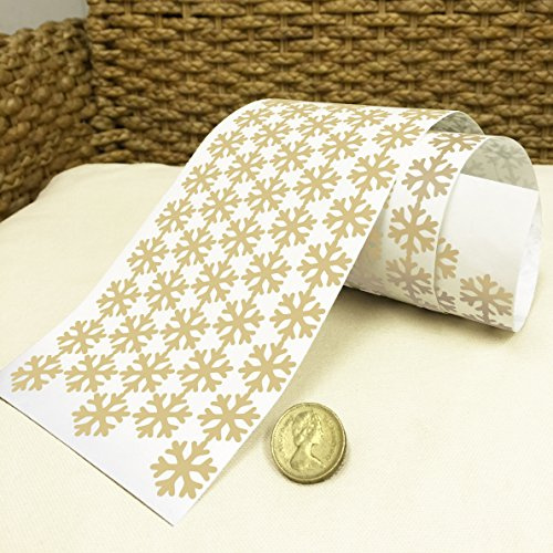 i.LifeUK 144 Snowflake Vinyl Christmas Sticker 20mm Colour Self Adhesive Peel&Stick -Cream