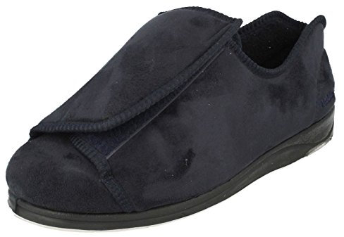 Padders Plus Peter Extra Wide Fitting Mens Memory Foam Slippers (11 UK, Navy, numeric_11)