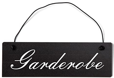 Homeyourself Garderobe Dekoschild Türschild schwarz mit Draht