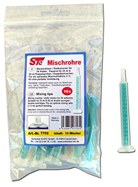 STC ® Mischerdüsen 1:1 Mischdüse Mischerspitzen Mixtülle Kunststoffkleber Mischertülle für 2K-Kleber, Statikmischer für 2 Komponenten Kleber passend für 25 g / 24 ml und 50 g / 50 ml (10 Stück)
