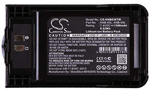 CS-KNB630TW Batterie 1300mAh Compatible avec [Kenwood] TH-K20, TH-K20A, TH-K20E, TH-K40A, TH-K40E, THK20, THK40, TK-2000E, TK-2000K, TK-2000M, TK-2000T2, TK-3000E, TK-3000K, TK-3000K2, TK-3501, TK-U1