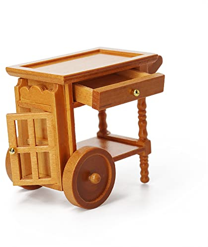 Odoria Miniature 1/12 Chariot de Service Accessoire Maison de Poupée