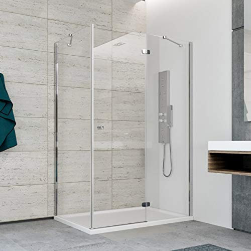 Box doccia cabina angolare 70x90 70x100 70x120 70x140 80x100 80x120 porta battente vetro anticalcare 6mm. Betulla (70x90 cm)