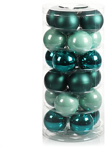 COM-FOUR® 24x palle di Natale, palle di Natale in vero vetro per Natale, decorazioni per l'albero di Natale, Ø 6 cm