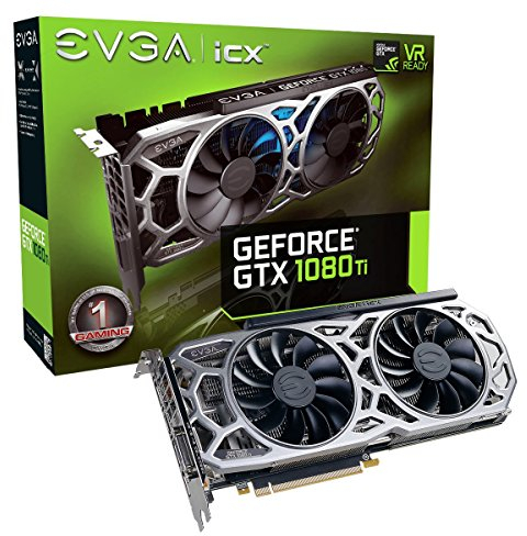 EVGA GeForce GTX 1080 Ti SC2 Gaming, 11GB GDDR5X, iCX Technology - 9 Thermal Sensors & RGB LED G/P/M, Asynch Fan, Optimized Airflow Design Graphics Card 11G-P4-6593-KR (Renewed)