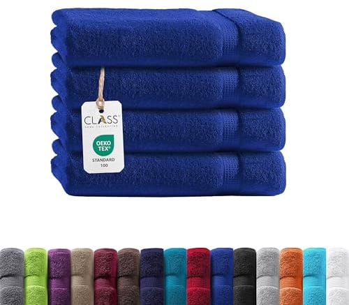 Class Home Collection Frottee Gästetücher 30x50 cm – 4er Set Gästetuch – Besonders weiche & saugfähige Gästetücher aus 100% Baumwolle mit Aufhänger – Royalblau