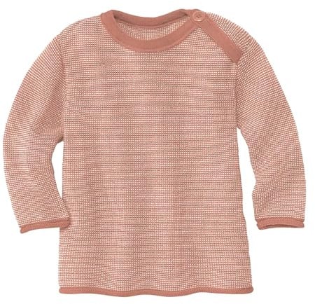Disana Melange-Pullover Baby & Kleinkind - 100% Bio-Merino – atmungsaktiv & warm - Unisex Gr. 50-104 - nachhaltig & fair – dehnbar mit Knopfverschluss - Made in Germany | Rosé-Natur Gr. 98-104