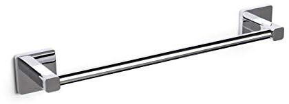 Tatay toallero Barra Mediano de 45cm, de la Colección Kalo, en zamak Cromado, con sportes de lienas cuadradas, y Sistema de fijación 3M, cómodo y sin taladrar (6320500)