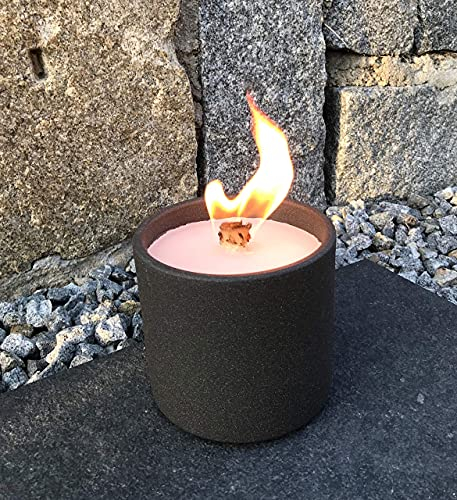 WeberHomemade® | Wachsfresser | Kerzenfresser | Schmelzlicht mit Dauerdocht & handgefertigten Dochthalter | anthrazit/dunkelgrau mittel | Ø 14 cm | nachhaltige & wiederbefüllbare Outdoor Kerze