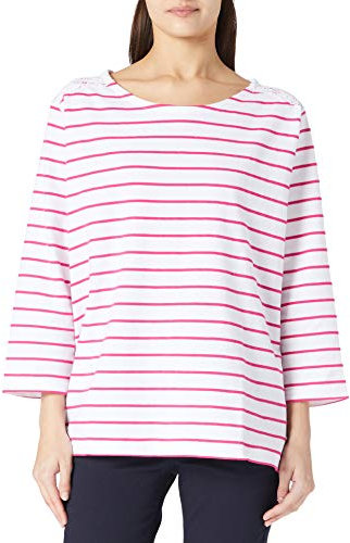 Armor Lux Damen Marinière Broderie T-Shirt, Weiß/Azalea, 36