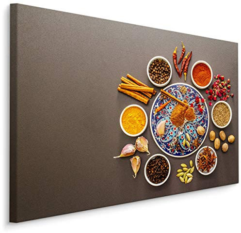 Muralo Leinwandbilder 70x50 Gewürze Pflanzen Natur Leinwand Wandbild Kunstdruck Paprika Chili Kerne Schüssel Schlafzimmer Wohnzimmer Wanddekoration Design XXL 829 Br. 70 cm x Hö. 50 cm