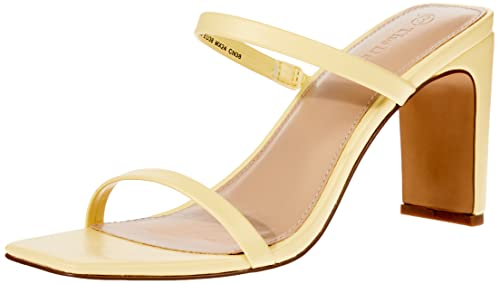 The Drop Damen Avery Square Toe Two Strap High Heeled Sandalen - Pastellgelb - Gr. 40 EU