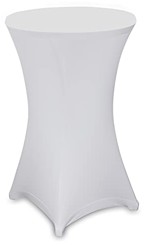 Julido Stehtischhusse Dekorations-Überzug für runde Stehtische Stretch 60cm Weiß Gartenparty Feier Hochzeit Taufe