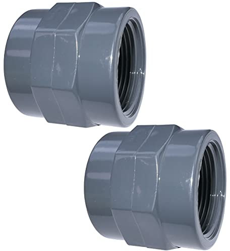 AERZETIX - C52003 - Set di 2 manicotti filettati 1 1/4''x1 1/4'' - in plastico femmina-femmina per avvitare - raccordo a pressione diritto per tubi 16 bar