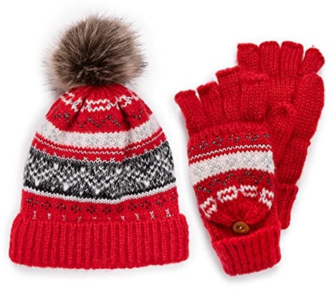 MUK-LUK Damen Set aus Mütze und Fäustling aus Mischgarn Winter-Hut, Mix Poppy, Einheitsgröße