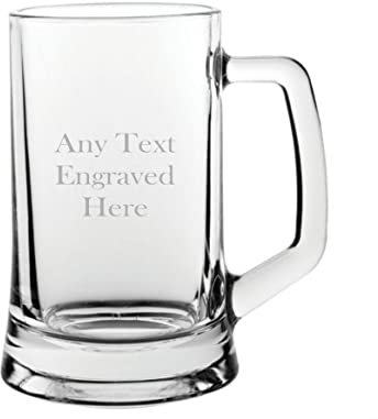 1stclassgifts [Custom] Personalised Engraved Glass Tankard Beer Mug 14oz (40cl) (Beer Pot) Christmas Birthday Gift Any Text Engraved.