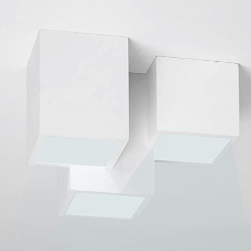 Partenopeautensili® Plafoniera moderna lampada soffitto 3 cubi gesso verniciabile luce LED 24W per faretti GU10 tensione ingresso 230V by universo (con faretti luce fredda 6500k)