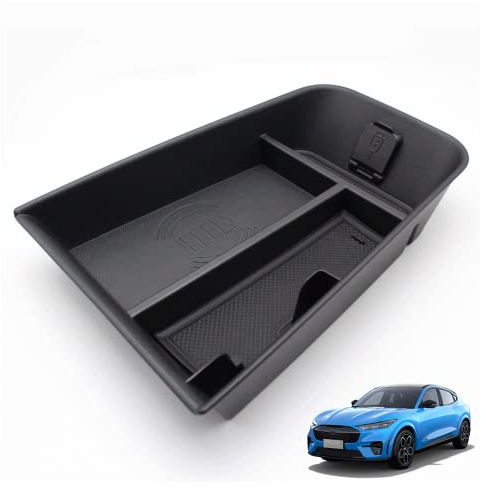 BestEvMod Kompatibel mit Mach E Mittelkonsole Organizer Tray ABS Telefon Ladebereich Kompatibel mit Mustang Mach-E 2021 2022 2023 2024