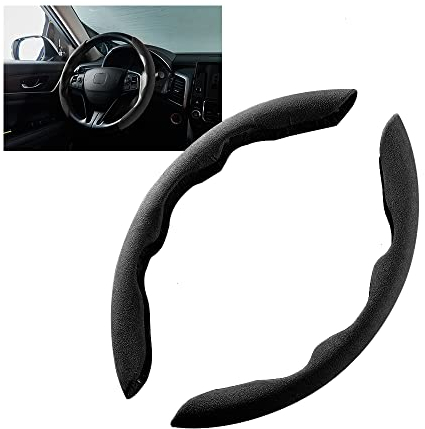 HIBEYO Universal Auto Lenkradhülle Leder Lenkradabdeckung Anti RutschLenkradbezug Lenkradschoner segmentierter Lenkradschutz personalisierte Lenkrad Booster Cover Auto zubehör Innenraum-Schwarz