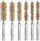 Supkeyer 6Pcs Stainless Steel Bore Brush Bristles Wire Brush Wire Tube Cleaning Brush Washing Polishing Tools with 1/4 inch Hex Shank Handle for Power Drill Cleaning Impact Driver (Copper)