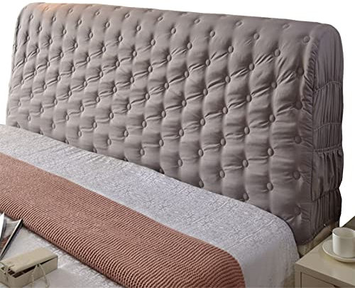 Bettkopfteil Hussen Bett Kopfteil Bezug, Weicher Strecken Samtstoff Staubdicht, Staubdichte Schutzhülle Für Gepolsterte Schlafzimmer Kopfteil,maschinenwaschbar (Grey,L- 160cm)