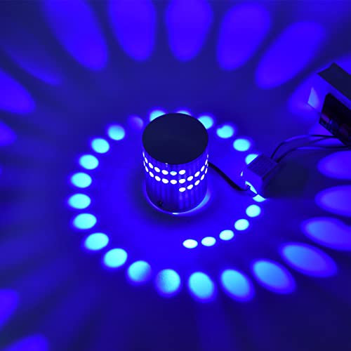 Spiral LED Wandleuchte, 3W Dimmbar Spirallampe Spiralloch Wandlampe Aluminium LED Wandlampe Innenbeleuchtung FüR Bar KTV Decor Light (Blau)