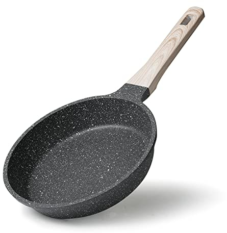 CAROTE Nonstick Frying Pan, Granite Egg Omelet Fry Pan for Induction Hob and All Stoves (Classic Granite with New Handle, 20cm)