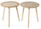 LOLAhome Set de 2 mesas auxiliares con Mandala de Madera Blanco y Natural de Ø 40x42 cm