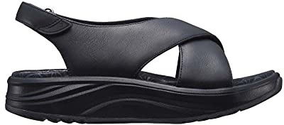 JOYA Lisbon Black, Damen Cross-Sandale aus Glattleder mit verstellbarem Klettverschluss, schwarz, 38