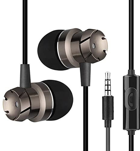 Feriany Audífonos cable de 3,5 mm Turbo Subwoofer auriculares intrauditivos controlados por cable de