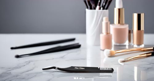 Aspira Home 2 in 1 – Premium Wimpernpinzette Noir mit Kamm aus rostfreiem Edelstahl