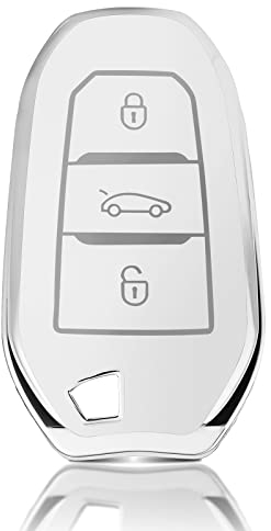 OFFCURVE Etui a Cle Voiture Coque Clé, Étui à Clés Couvre Clef Cache Clef 3 Boutons Apte à Peugeot 3008 4008 5008 208 308 408 508 301 307 Citroen C1 C3 C4 C5 C6 Grand Picasso DS3 DS5 Cactus C3XR