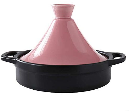Pentola per Cottura a Vapore in casseruola in Ceramica Pentola Sana Pentola di Terracotta per brasare Cottura lenta Tajine marocchina Pentola con Coperchio 1.3quart