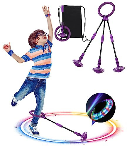 Jissta Shine Bola de Salto de Tobillo,Anillo de Salto de Tobillo Plegable,Equipo de Juguete de Fitness para niños,Colorida Anillo de Salto de Tobillo,Juego de Rebote al Aire Libre Unisex (Púrpura)