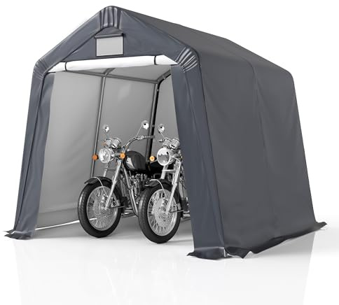 GARTOO 8' x 8' Outdoor Storage Shelter Shed, Gray